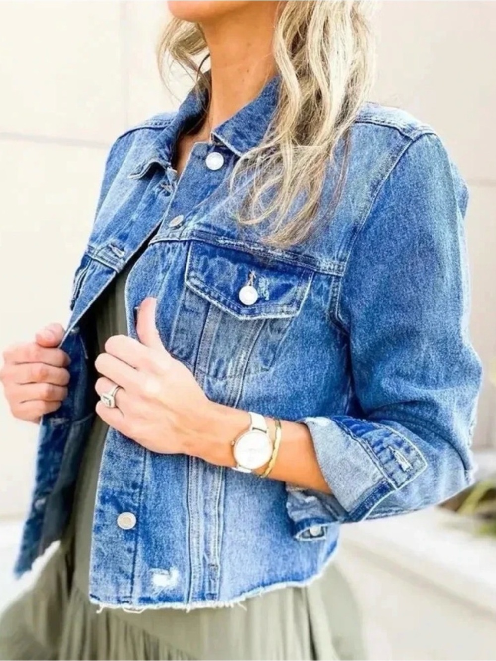 Nwt Vervet Distressed Classic Crop Jacket